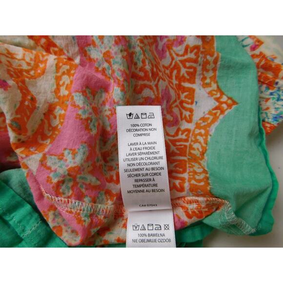 Sigrid Olsen Shirt XL Long Sleeve White Orange Paisley Round Neck Babydoll Boho - Picture 8 of 8